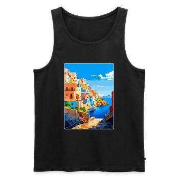 Ponza Italy Vintage Travel Poster WPA Art Souvenir - Men's Premium Organic Tank Top - black - Front - Michal (187cm)