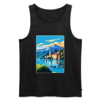 Lake Como Italy Vintage Travel Poster Souvenir WPA - Men's Premium Organic Tank Top - black - Front - AI Model Male 178 light (178cm)