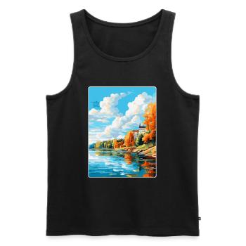 Kuopio Finlande Affiche de voyage vintage Souvenir WPA - Débardeur bio Premium Homme - noir - Devant - Michal (187cm)