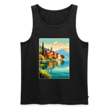 Lake Como Italy Vintage Travel Poster Souvenir WPA - Men's Premium Organic Tank Top - black - Front - AI Model Male 178 light (178cm)