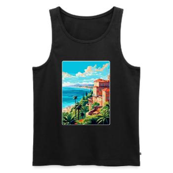 Côte d azur Frankreich Vintage Reiseplakat Souvenir - Männer Premium Bio Tank Top - Schwarz - Vorne - AI Model Male 178 light (178cm)