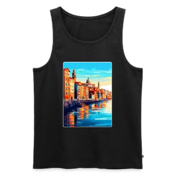 Porto Portugal Vintage Travel Poster Souvenir WPA - Men's Premium Organic Tank Top - black - Front - Michal (187cm)