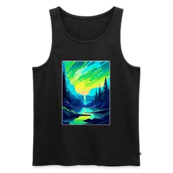 Aurora Borealis Island Vintage Reiseplakat WPA - Männer Premium Bio Tank Top - Schwarz - Vorne - AI Model Male 178 light (178cm)