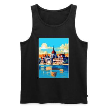 Budapest Ungarn Vintage Reiseplakat Souvenir - Männer Premium Bio Tank Top - Schwarz - Vorne - AI Model Male 178 light (178cm)