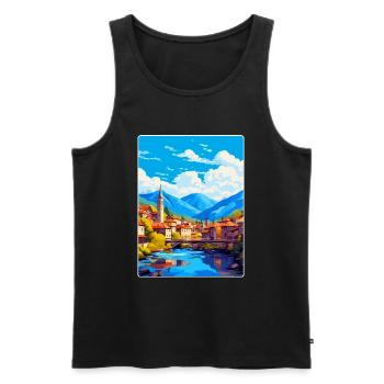 Sarajevo Bosnien Herzegowina Vintage Reiseposter - Männer Premium Bio Tank Top - Schwarz - Vorne - AI Model Male 178 light (178cm)