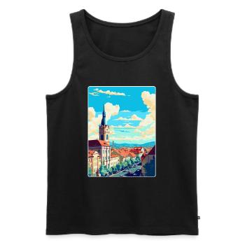 Stuttgart Allemagne Poster de voyage vintage souvenir - Débardeur bio Premium Homme - noir - Devant - Michal (187cm)