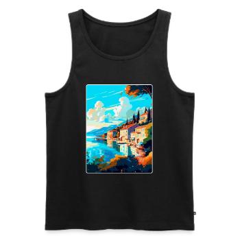 Bergen Norway Vintage Travel Poster WPA Souvenir - Men's Premium Organic Tank Top - black - Front - Michal (187cm)