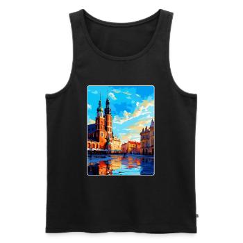 Cracovie Pologne Affiche de voyage vintage WPA Souvenir - Débardeur bio Premium Homme - noir - Devant - Michal (187cm)