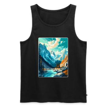 Triglav Slovenia Vintage Travel Poster Souvenir - Men's Premium Organic Tank Top - black - Front - AI Model Male 178 light (178cm)