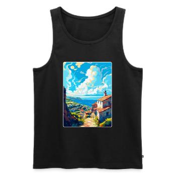 Galicien Spanien Vintage Reiseplakat WPA Souvenir - Männer Premium Bio Tank Top - Schwarz - Vorne - AI Model Male 178 light (178cm)