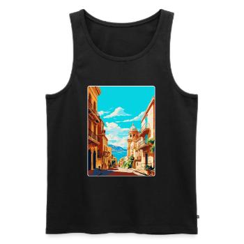 Palermo Italy Vintage Travel Poster WPA Souvenir - Men's Premium Organic Tank Top - black - Front - AI Model Male 178 light (178cm)