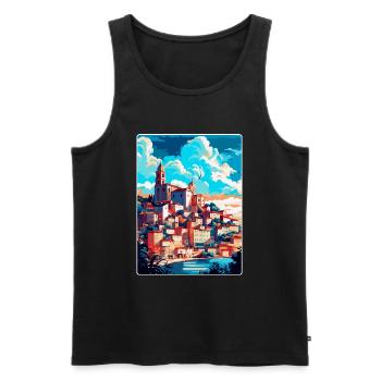 Coimbra Portugal Vintage Travel Poster Souvenir - Men's Premium Organic Tank Top - black - Front - Michal (187cm)