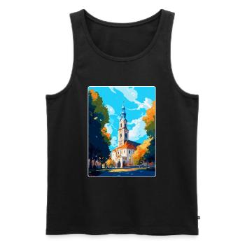 Bialystok Pologne Vintage Voyage Poster Art Mural - Débardeur bio Premium Homme - noir - Devant - AI Model Male 178 light (178cm)