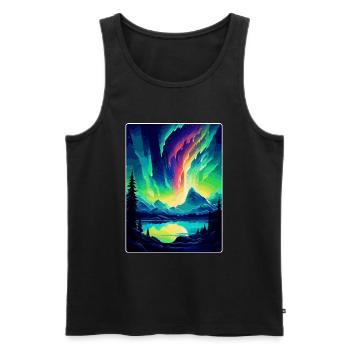 Northern Lights Iceland Vintage Travel Poster Wall - Men's Premium Organic Tank Top - black - Front - Michal (187cm)