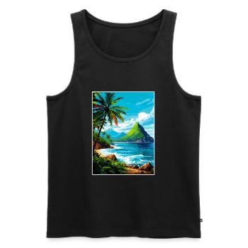 Sainte-Lucie Caraïbes Vintage Poster de voyage - Débardeur bio Premium Homme - noir - Devant - Michal (187cm)