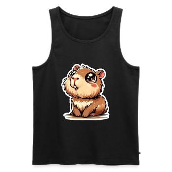 Capybara - Männer Premium Bio Tank Top - Schwarz - Vorne - AI Model Male 178 light (178cm)