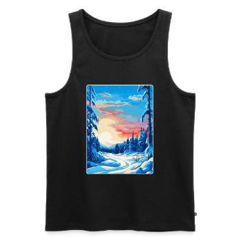 Lappland Finnland Vintage Reiseplakat Souvenir WPA - Männer Premium Bio Tank Top - Schwarz - Vorne - Michal (187cm)