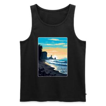 Schwarzer Sandstrand Island Vintage Reiseposter WPA - Männer Premium Bio Tank Top - Schwarz - Vorne - AI Model Male 178 light (178cm)