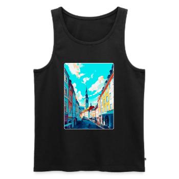 Linz Austria Vintage Travel Poster WPA Souvenir - Men's Premium Organic Tank Top - black - Front - AI Model Male 178 light (178cm)