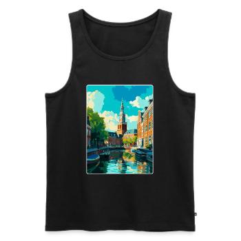 Groningue Pays-Bas Affiche de voyage vintage WPA - Débardeur bio Premium Homme - noir - Devant - Michal (187cm)