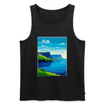 Îles Féroé Danemark Affiche de voyage vintage WPA - Débardeur bio Premium Homme - noir - Devant - Michal (187cm)