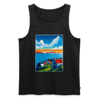 Reykjavik Iceland Vintage Travel Poster Souvenir - Men's Premium Organic Tank Top - black - Front - Michal (187cm)