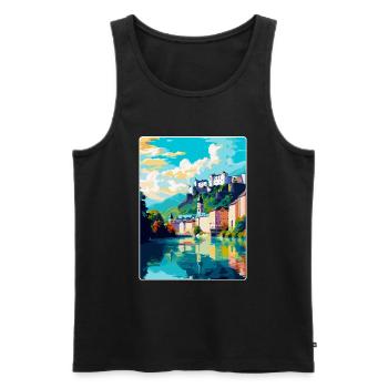 Salzbourg Autriche Poster de voyage vintage souvenir - Débardeur bio Premium Homme - noir - Devant - Michal (187cm)
