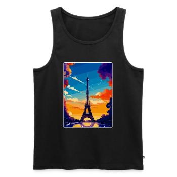 Tour Eiffel Paris France Affiche de voyage vintage - Débardeur bio Premium Homme - noir - Devant - Michal (187cm)