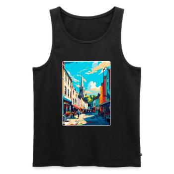 Galway Irland Uk Vintage Reiseplakat Souvenir - Männer Premium Bio Tank Top - Schwarz - Vorne - Michal (187cm)