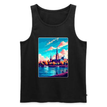 Mainz Deutschland Vintage Reiseplakat WPA Souvenir - Männer Premium Bio Tank Top - Schwarz - Vorne - Michal (187cm)