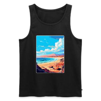 Fuerteventura Spanien Vintage Reiseplakat Souvenir - Männer Premium Bio Tank Top - Schwarz - Vorne - Michal (187cm)