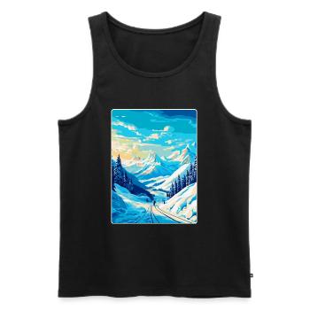 Laax Schweiz Vintage Reiseplakat Souvenir - Männer Premium Bio Tank Top - Schwarz - Vorne - AI Model Male 178 light (178cm)
