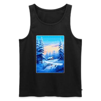 Lappland Finnland Vintage Reiseplakat Souvenir WPA - Männer Premium Bio Tank Top - Schwarz - Vorne - Michal (187cm)