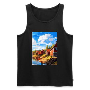 Porvoo Finlande Affiche de voyage vintage souvenir WPA - Débardeur bio Premium Homme - noir - Devant - Michal (187cm)