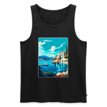 Skiathos Grèce Affiche de voyage vintage Souvenir WPA - Débardeur bio Premium Homme - noir - Devant - Michal (187cm)