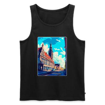 Leipzig Deutschland Vintage Reiseplakat Souvenir WPA - Männer Premium Bio Tank Top - Schwarz - Vorne - Michal (187cm)