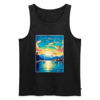 Genf Schweiz Vintage Reiseplakat Souvenir - Männer Premium Bio Tank Top - Schwarz - Vorne - Michal (187cm)