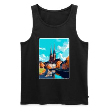Uppsala Sweden Vintage Travel Poster Souvenir WPA - Men's Premium Organic Tank Top - black - Front - AI Model Male 178 light (178cm)