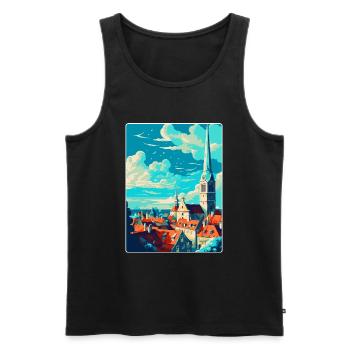 Tallinn Estonie Affiche de voyage vintage Souvenir WPA - Débardeur bio Premium Homme - noir - Devant - Michal (187cm)