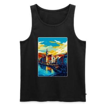 Bilbao Spain Vintage Travel Poster WPA Souvenir - Men's Premium Organic Tank Top - black - Front - AI Model Male 178 light (178cm)