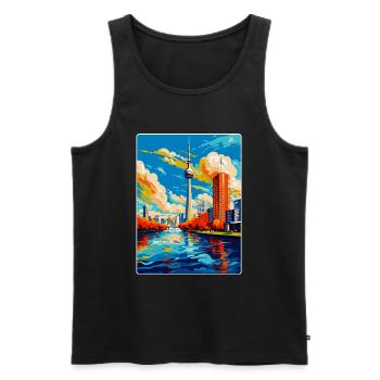 Dusseldorf Germany Vintage Travel Poster Souvenir - Men's Premium Organic Tank Top - black - Front - Michal (187cm)