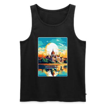 Budapest Ungarn Vintage Reiseplakat Souvenir - Männer Premium Bio Tank Top - Schwarz - Vorne - AI Model Male 178 light (178cm)