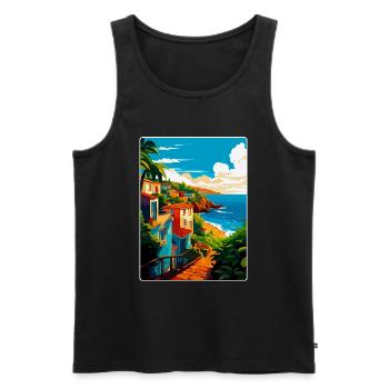 São Miguel Portugal Vintage Reiseplakat Souvenir - Männer Premium Bio Tank Top - Schwarz - Vorne - Michal (187cm)