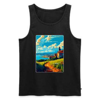 La Corogne Espagne Affiche de voyage vintage WPA Souvenir - Débardeur bio Premium Homme - noir - Devant - Michal (187cm)