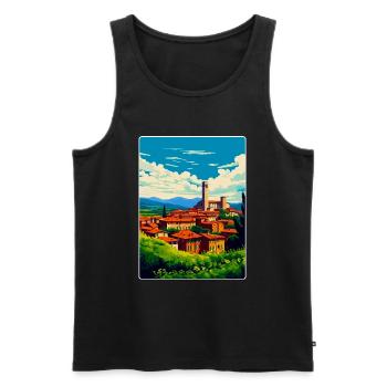 Lucca Italy Vintage Travel Poster WPA Art Souvenir - Men's Premium Organic Tank Top - black - Front - Michal (187cm)
