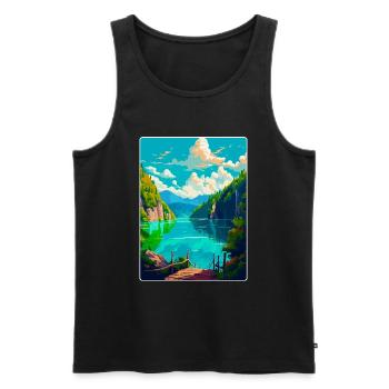 Nationalpark Plitvicer Seen Kroatien Reiseplakat - Männer Premium Bio Tank Top - Schwarz - Vorne - Michal (187cm)