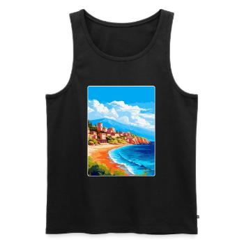 Kefalonia Griechenland Vintage Reiseplakat Souvenir - Männer Premium Bio Tank Top - Schwarz - Vorne - Michal (187cm)