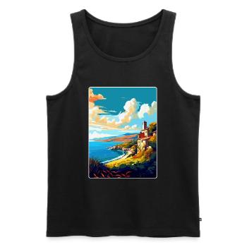 Galicien Spanien Vintage Reiseplakat WPA Souvenir - Männer Premium Bio Tank Top - Schwarz - Vorne - AI Model Male 178 light (178cm)
