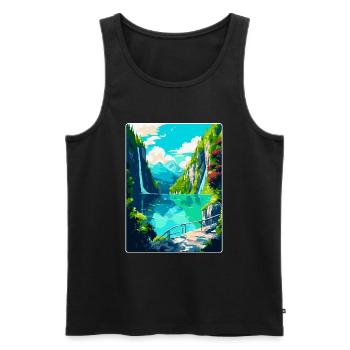 Nationalpark Plitvicer Seen Kroatien Reiseplakat - Männer Premium Bio Tank Top - Schwarz - Vorne - Michal (187cm)