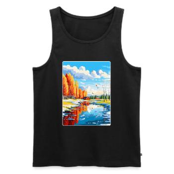 Oulu Finlande Affiche de voyage vintage WPA Souvenir - Débardeur bio Premium Homme - noir - Devant - Michal (187cm)